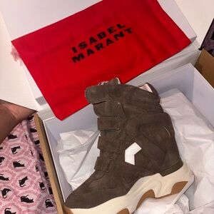 Isabel Marant Dark Brown Wedge Sneakers